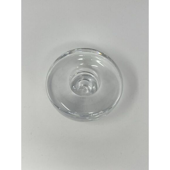 Dansk Lead Crystal Candle Taper Holder Heavy MCM Round 2.5” Tall 3.75” Wide - Picture 3 of 8